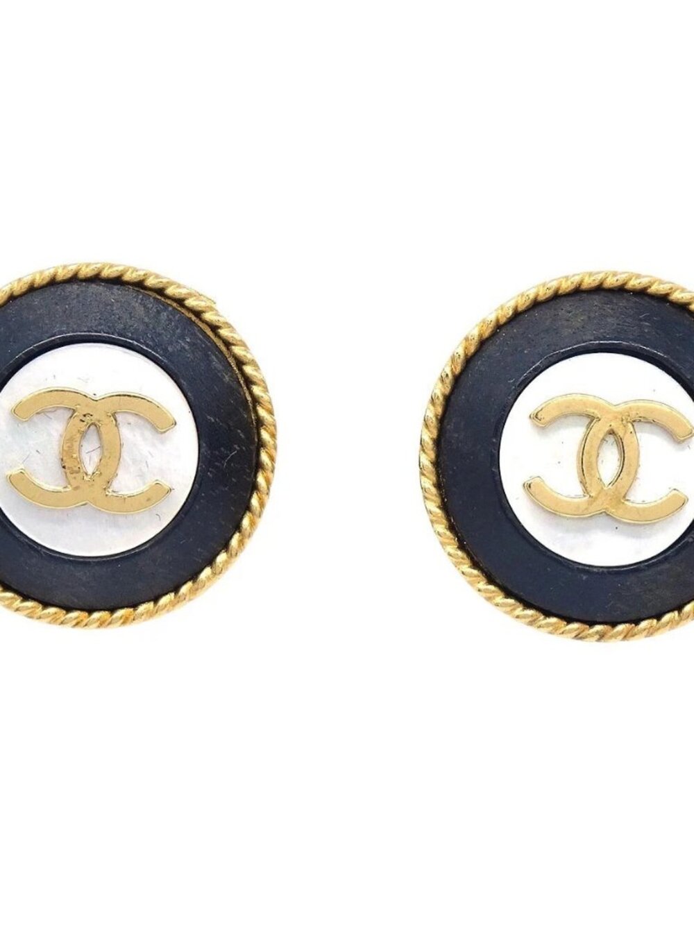 Chanel Artificial Pearl Button Clip-On Earrings Gold 94P 136260